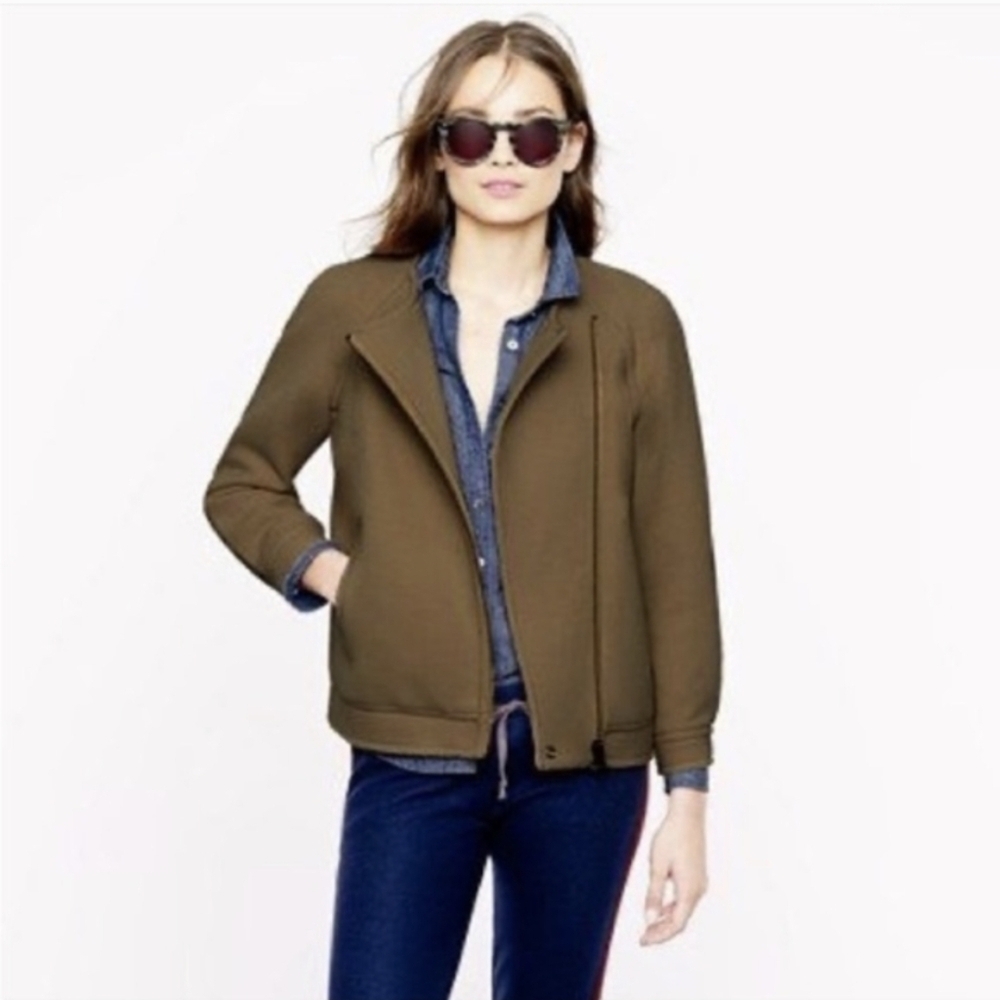J. Crew Double Cloth Wool Jacket in Olive Brown Size 6 - Picture 2 of 11